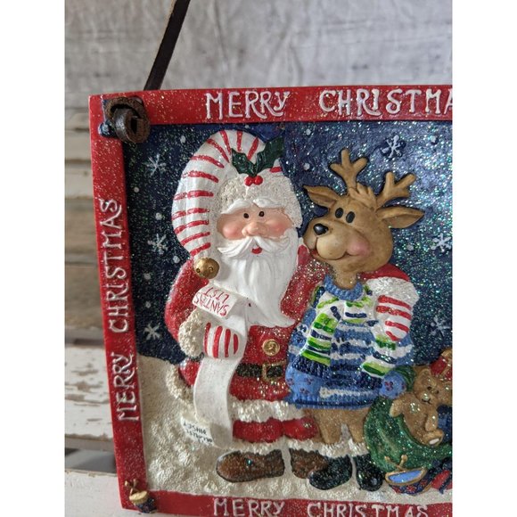 Merry Xmas hanging plaque decor Santa reindeer kit - Picture 2 of 5
